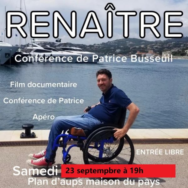 Affiche présentant la conférence sur le handicap de Patrice Busseuil