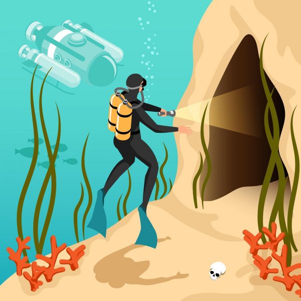 Dessin d'illustration pour une sortie plongée sous marine