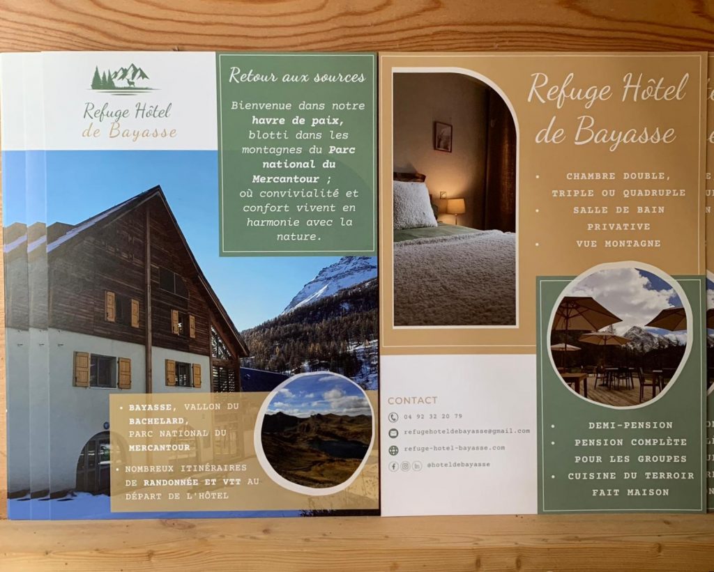 Depliant prospectus du refuge de al Bayasse
