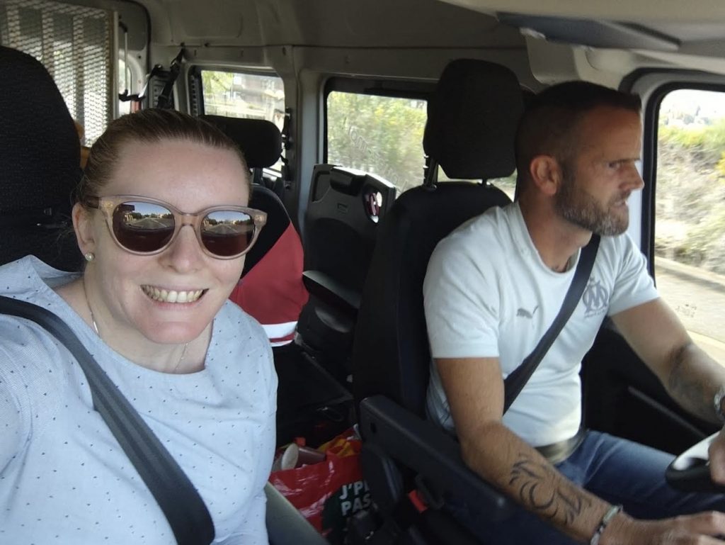 David au volant du camion